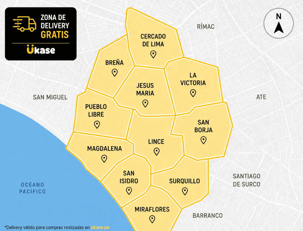 Mapa Zona de Cobertura Delivery Gratis Ukase